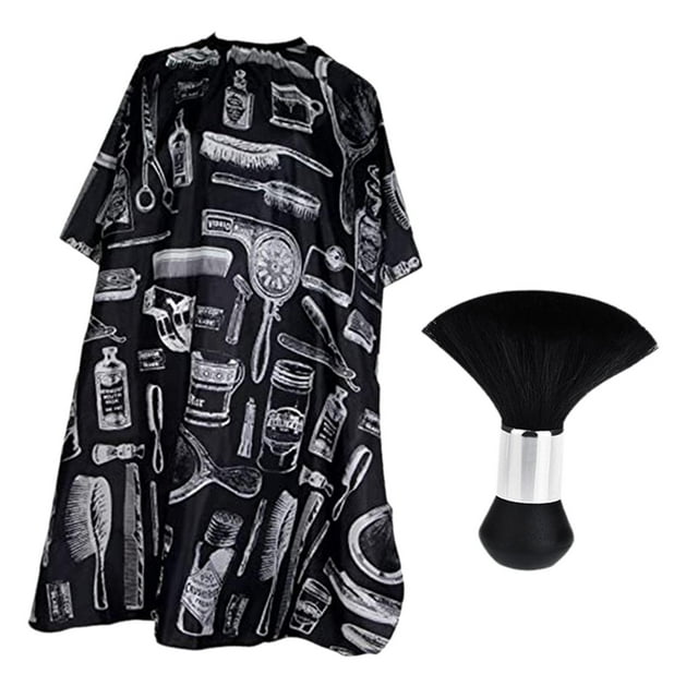 Capa de peluquero para salón, capa de tinte para el cabello, capa de protección para corte de pelo, de peluquería para salón de belleza, , Estampado Estampado negro