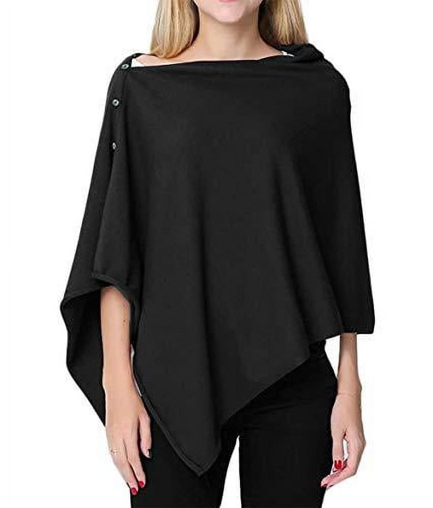 StylesILove Multi-Use Knit Nursing Shawl Poncho Adjustable Buttons for Breastfeeding Protection Nursing Cover Multi-Way Scarf