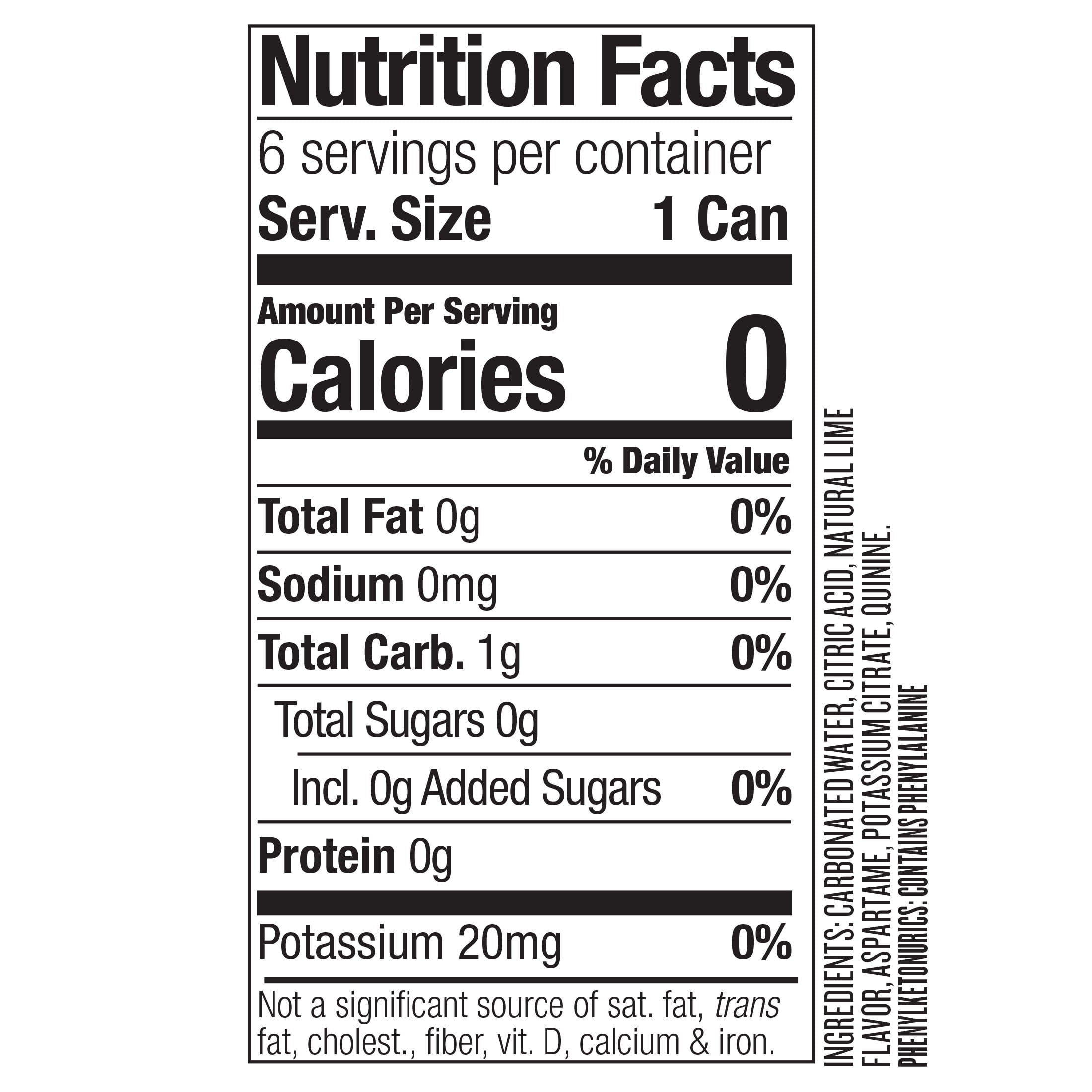 Polar Beverages Diet Tonic Water with Lime, 7.5 fl oz, 6