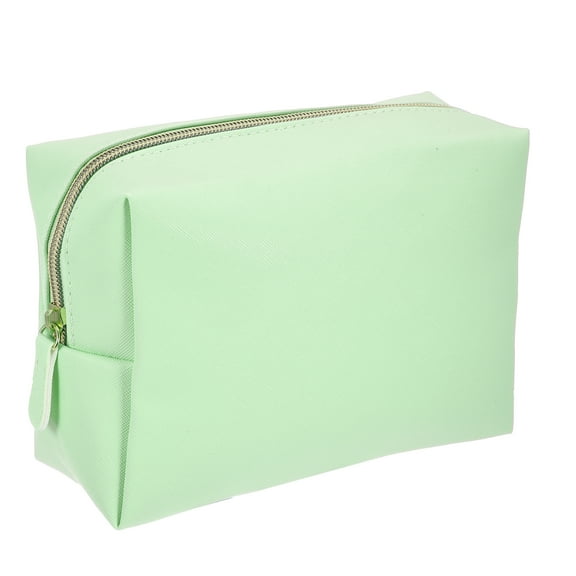 Unique Bargains PU Leather Makeup Bag Large Makeup Bag Make Up Brush Organizer Bag Toiletry Bag for Women L Size Green