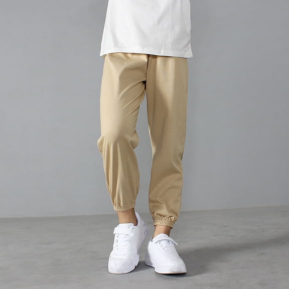 Kids' Korean Style Mosquito-Repellent Pants, Solid Color Cotton Elastic Cuff Casual Trousers for Summer Outdoor Wear, Lightweight and Breathable for Daily Protection, Play - A