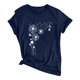 thumbnail image 1 of Camiseta corta con cuello redondo y estampado de flores a la moda para mujer, blusa holgada, camisa superior, azul marino/s, 1 of 5
