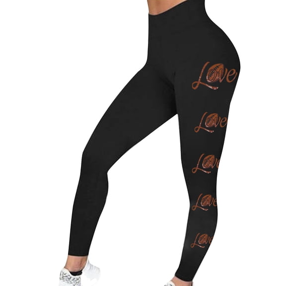 Jjayotai Women's Stretchy Leggings, Love Football Tights, Buttery Soft Inseam Gym Yoga Pants, Cozy Stylish Tights Trousers Black XXL