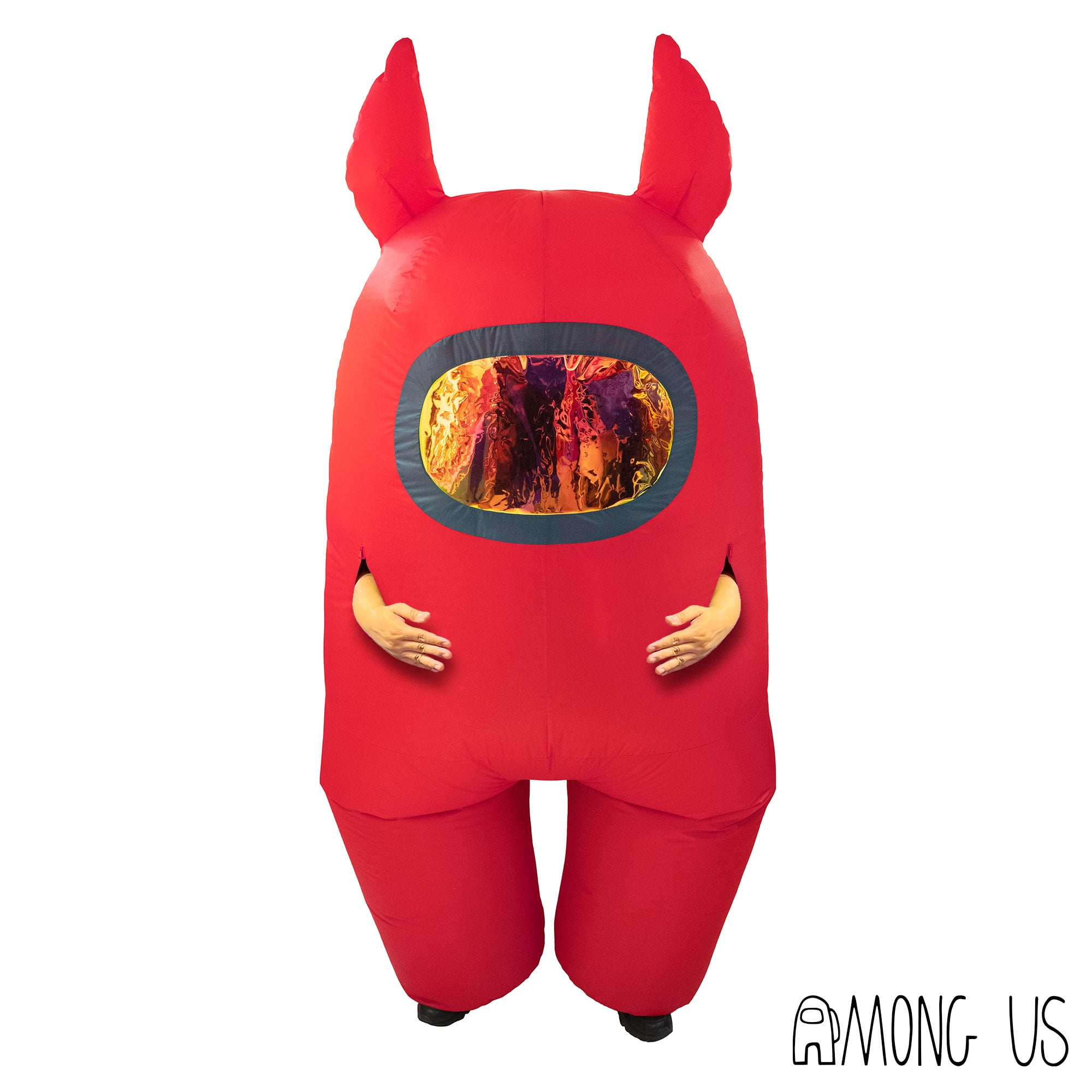 Among Us Devil Inflatable Halloween Costume for Adults, Red, Adult One Size Fit, by YuME Toys