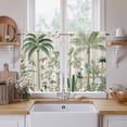 thumbnail image 2 of Green Palm Tree Kitchen Curtains, Summer Beach Cactus Light Filtering Window Curtain Panels, 2Pcs Rod Pocket Window Treatments Set for Cabin Bathroom Bedroom 52x45 Inches, 2 of 9