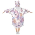 thumbnail image 2 of Wearable Blanket with Sleeves and Pocket Oversized Hooded Sweatshirt 3-14 YR Pastel Colors Unicorn M, 2 of 7