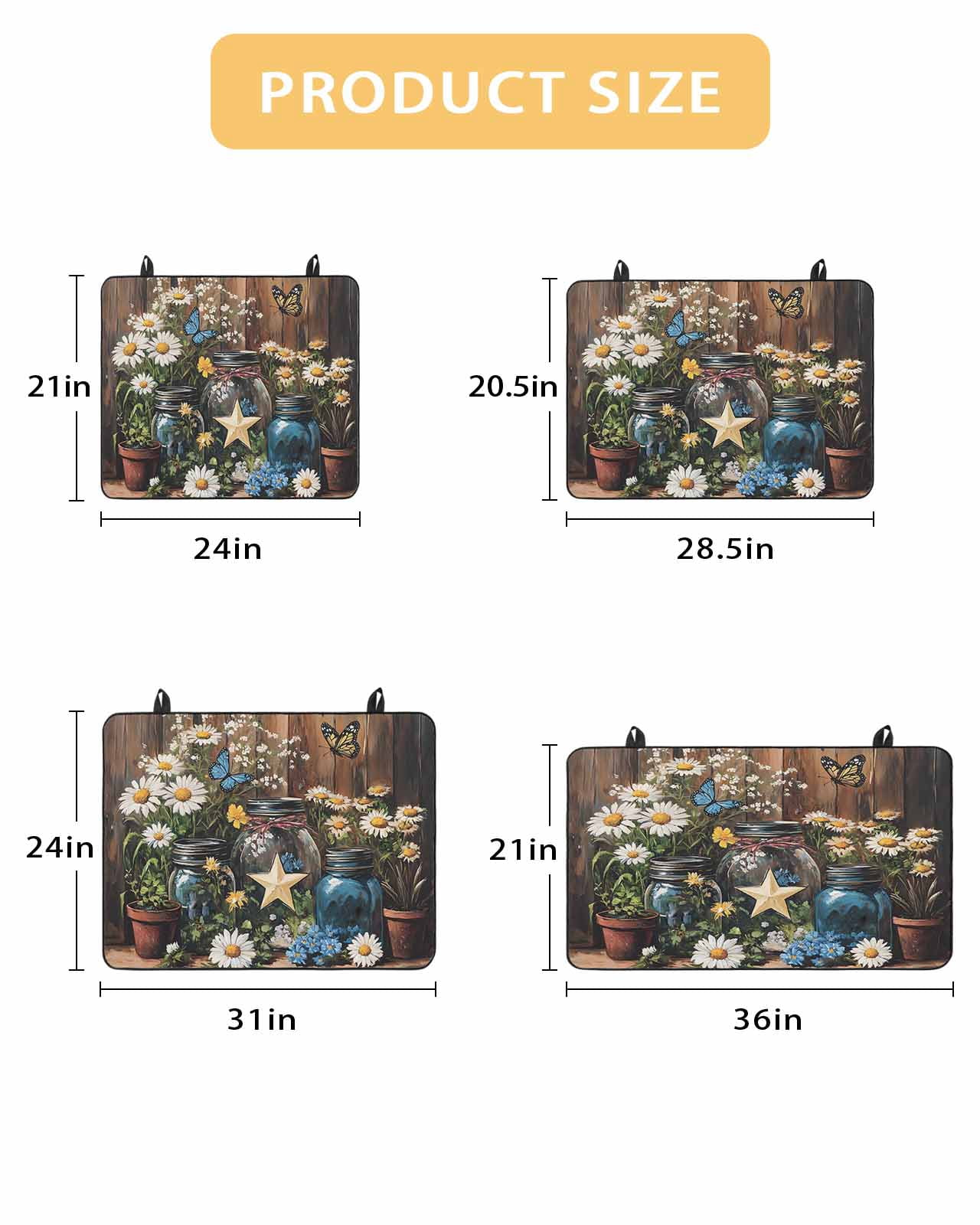 nqOlkjepod Large Induction Cooktop Protector Mat 36"x21", Vintage Flower Stove Top Covers for Electric Stove, Country Barn Star Daisies Butterfly Wood Stove Burner Cover Mats, Glass Top Stove Cover