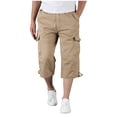 thumbnail image 2 of BADHUB Men's Big and Tall Cargo Capris Stretch Lightweight Shorts Casual Workwear Pant with Multi Pockets Khaki 2XL, 2 of 6