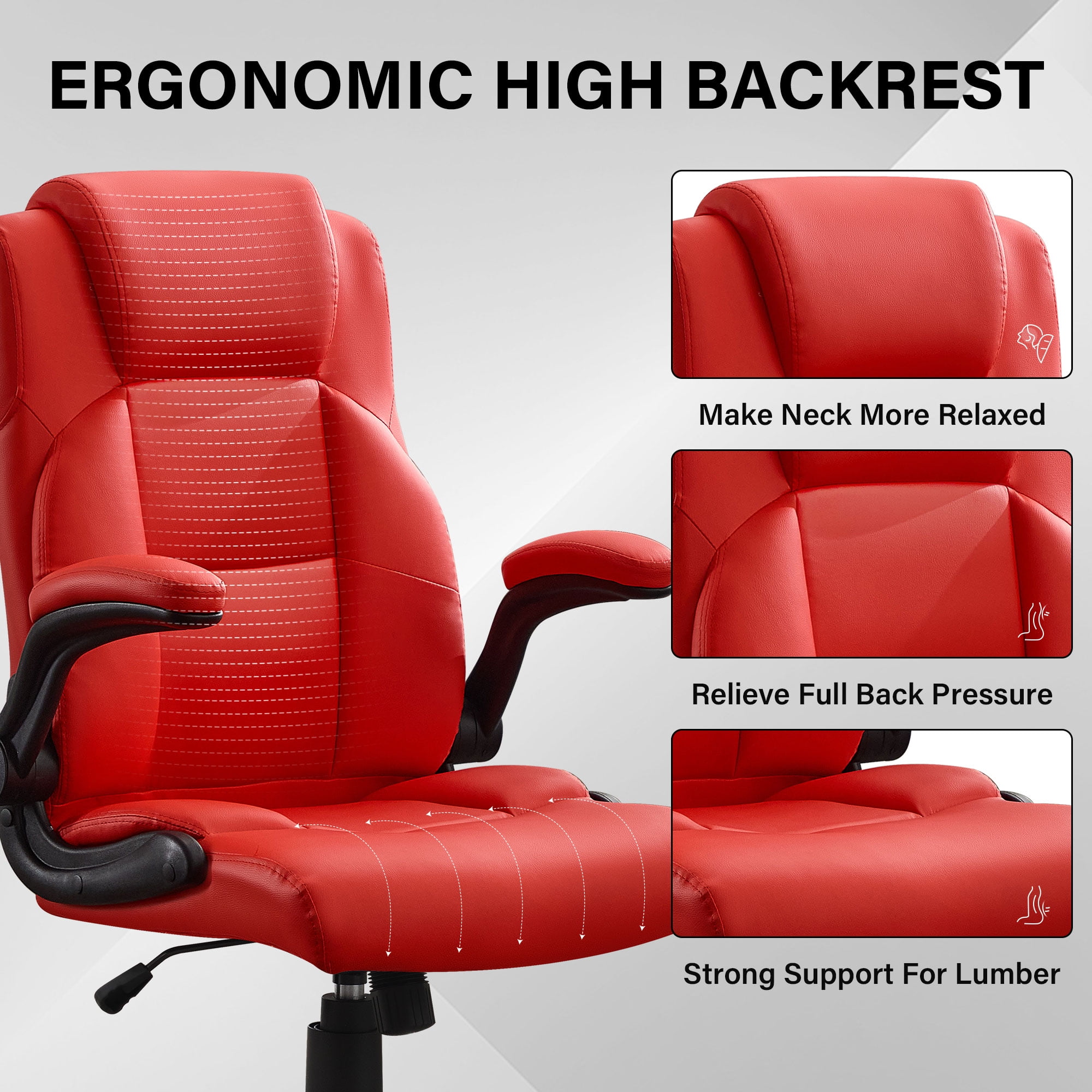 JONPONY Big and Tall Office Chair 400LBS Wide Seat Ergonomic Computer Desk Chair High Back Executive(图5)