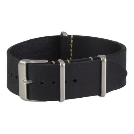 Black Oiled Leather NATO Watchband (18, 20, 22 & 24mm)