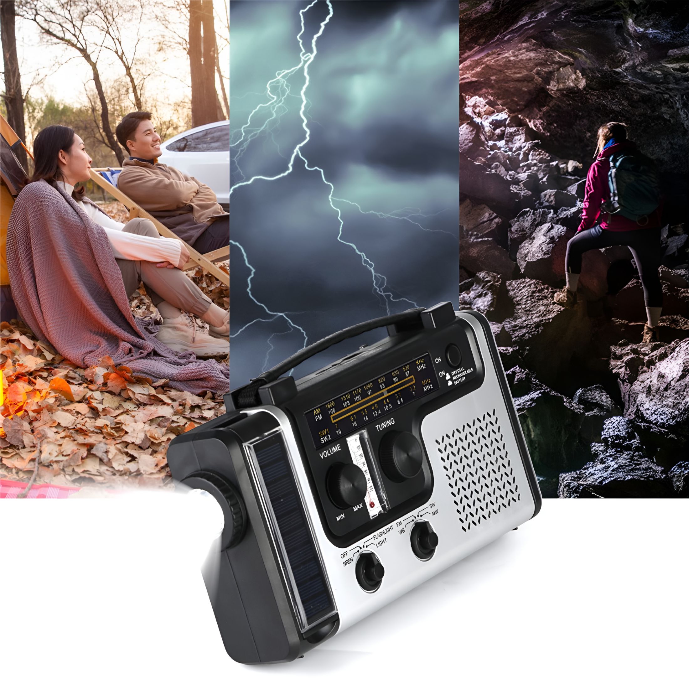 GJX 2026 New Am/Fm/Sw Radio,Solar Hand Crank Portable Survival Emergency Radio,Rechargeable Battery Power Bank Usb Cellphone Charger,Camping Flashlight Lantern,Sos Alarm
