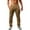 Khaki, variant on Casual Mens Loose Fit Linen Pants Straight-Legs Elastic Waist trousers