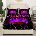 thumbnail image 3 of Erosebridal Gaming Sheet Set King Size,Gamer Bed Sheets Teens Gamepad Controller Gamer Fitted Sheet Video Game Room Decor,Purple Pink Green Tie Dye Bed Set, 3 of 5