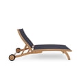 thumbnail image 5 of Perrin Teak Outdoor Reclining Chaise Lounger in Black with Wheels, 5 of 5