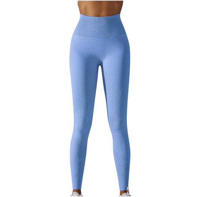 FAIWAD Womens Basic Yoga Leggings High Waist Ribbed Seamless Pants Slim Stretch Sports Workout Pants