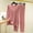 Pink, variant on Summer Pajamas for Women Fashion Solid Color Breathable Sleepwear with Pants Summer Crew Neck Long Sleeve Pajamas Summer Pajamas