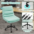 thumbnail image 6 of YODOLLA Office Chair with Wheels, Adjustable Height Vanity Chair with Back Armless Desk Chair and PU Leather Swivel Chair for Office, Home, Light Green, 6 of 10