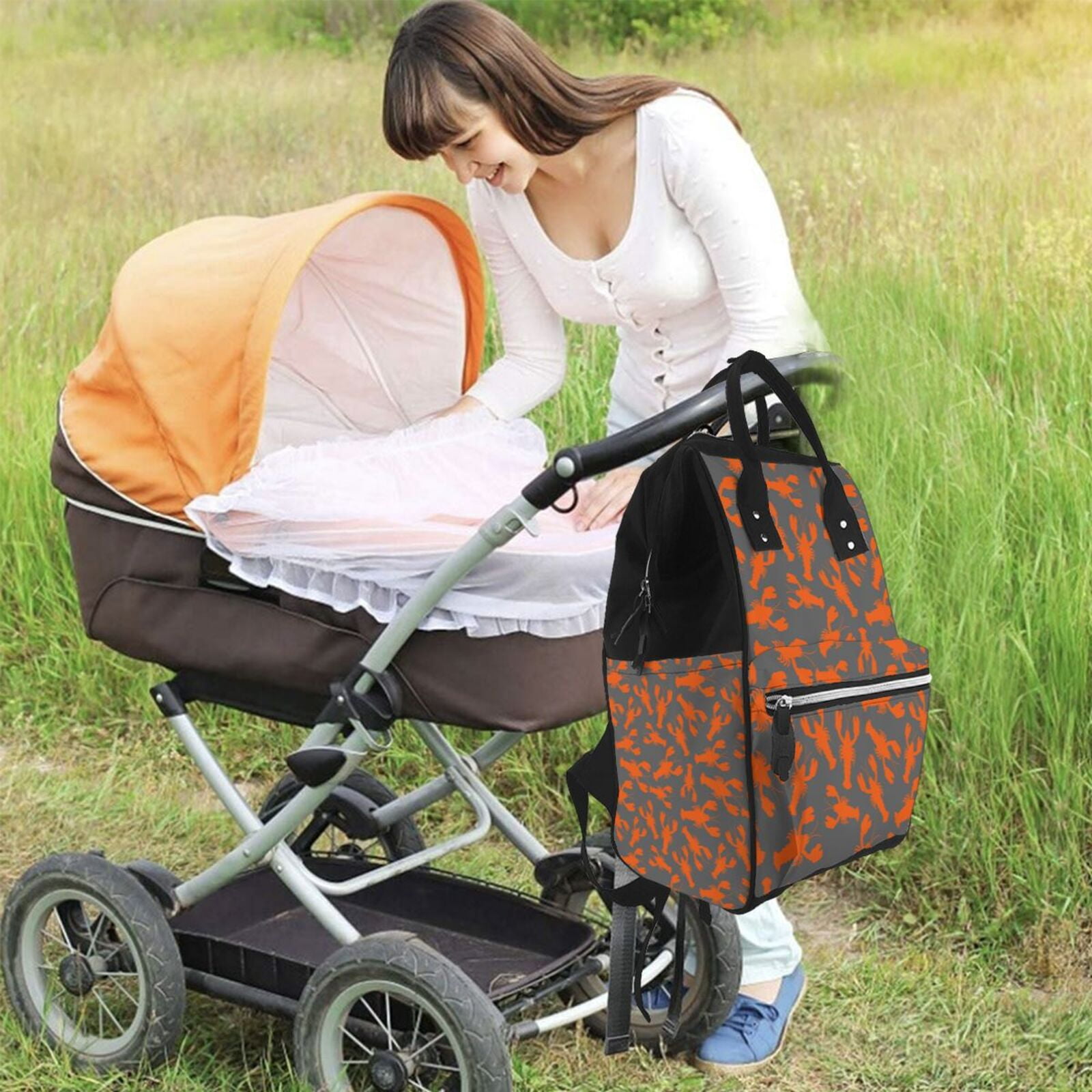 Ratiio Crayfish Mummy Backpack - Waterproof Twill Canvas, Large Capacity Diaper Bag with Multiple Pockets and Adjustable Straps