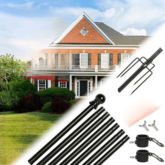 10 Foot Flag Poles for Outside House Inground with 3x5 American Flags,Heavy Duty Stainless Steel Flag Pole in Ground with 5 Pronges Base,Inground Flag Poles for Residential Garden Yard