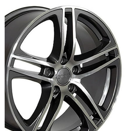- 17x7.5 Wheel Fits Audi, Volkswagen - R8 Style Gunmetal Rim with Machined Face - SET