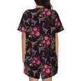 thumbnail image 3 of Picia Flowers And Humming Bird1 Pajamas Sets for Women Soft Short-Sleeved Pjs with Lounge Shorts Two Piece Sleepwear-Medium, 3 of 9