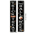 thumbnail image 3 of Halloween Trick or Treat Porch Sign Set of 2, Happy Halloween Hanging Banners with Spider Web, Pumpkin, Bat & Candy Design, Indoor Outdoor Front Door Welcome Decorations for Home, Party, Fall Décor, 3 of 6