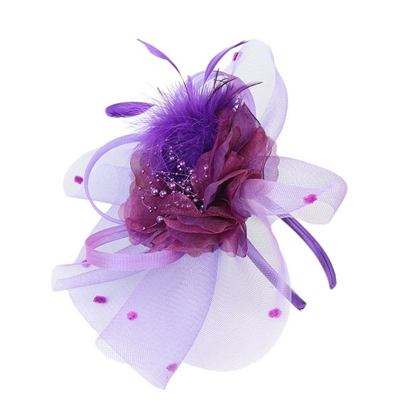 Ploknplq Fascinators Hats,Feather Hair Clip,Tea Party Hats,Handmade Hair Clip Feather Wedding Fascinator Headpieces,Feather Headpiece,Church Hats Purple One Size