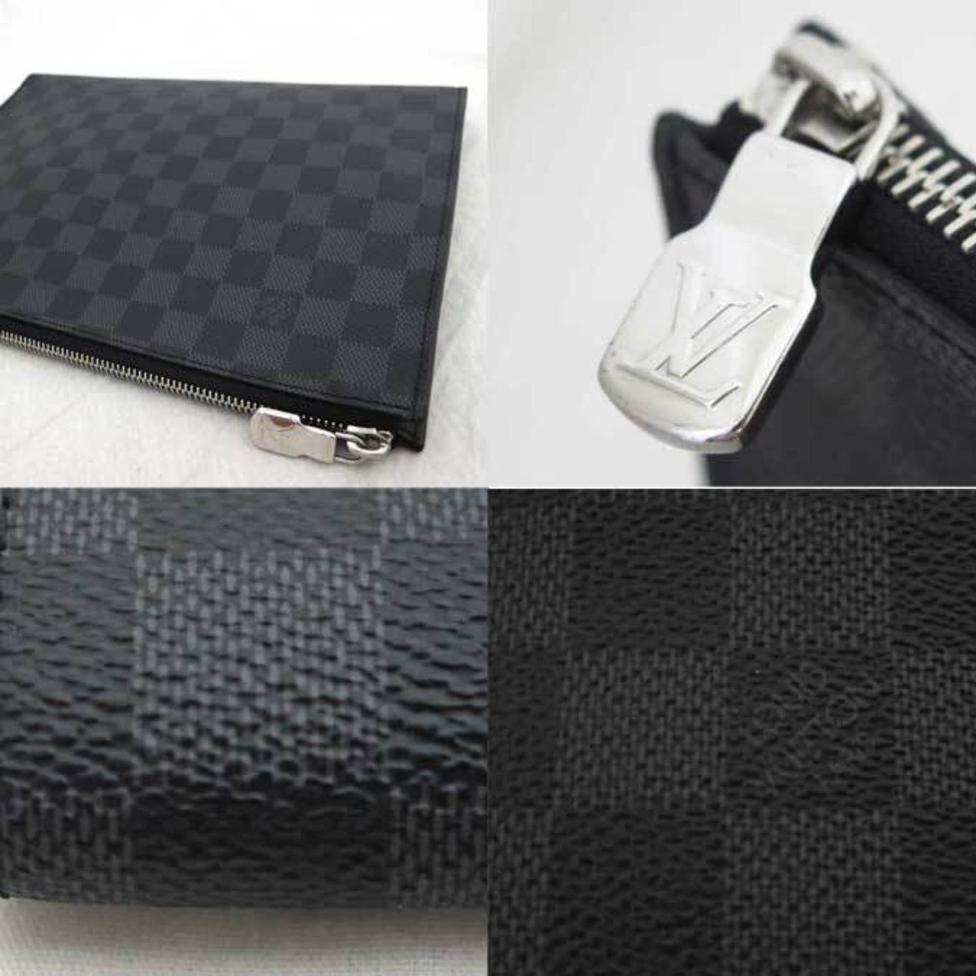 used Pre-owned Louis Vuitton Bag Damier Graphite Pochette Jules PM Dark Gray x Silver Hardware Canvas Clutch Second Men's N60113 (Good), Size: (Hxwxd)