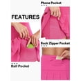 thumbnail image 4 of Pdbokew Women's Pleated Tennis Skirt Golf Skirt Athletic High-Waisted Belted Pocket Lined Shorts Fitness Rose red S, 4 of 8