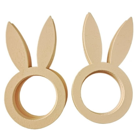

10pcs Easter Napkin Rings Wooden Bunny Ear Holder Centerpiece Desktop Decorations for Spring Easter Party