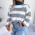 thumbnail image 5 of VALMASS Long Sleeve Crew Neck Color Block Winter Casual Knit Sweater Women (M, Blue), 5 of 8