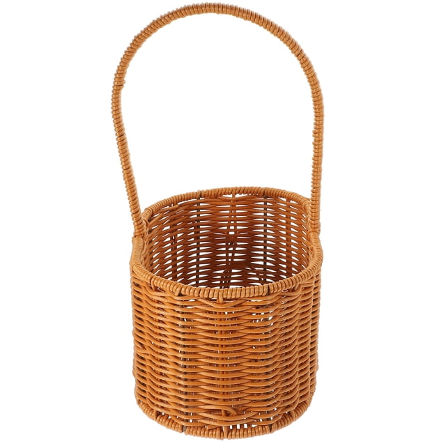 DEEPCRAFF Handheld Flower Basket Simulation Flowers Woven Flower Basket Light Brown Storage 1Pack