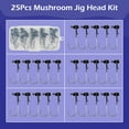 thumbnail image 3 of Bombrooster Black Mushroom Head Jigs, 25-Pack Weedless Ned Rigs for Bass - 1/8oz, 3/16oz, 1/4oz Sizes, 3 of 7