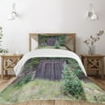 thumbnail image 3 of Ambesonne Outhouse Quilted Bedspread Set 2 Pcs, Cottage in Farm Forest, Twin Size, Dark Brown and Green, 3 of 6