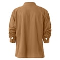 thumbnail image 4 of Qwertyu Cotton Linen Shirts for Men Long Sleeve Button Down Shirts Summer Beach Shirts Loose Fit Casual Shirts Vacation Tops Ginger M, 4 of 7