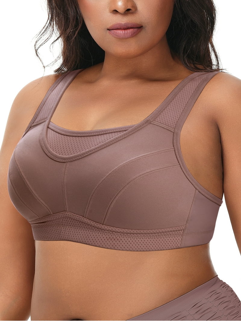 Deyllo Women's Sports Bras Plus Size High Impact Full Support Non