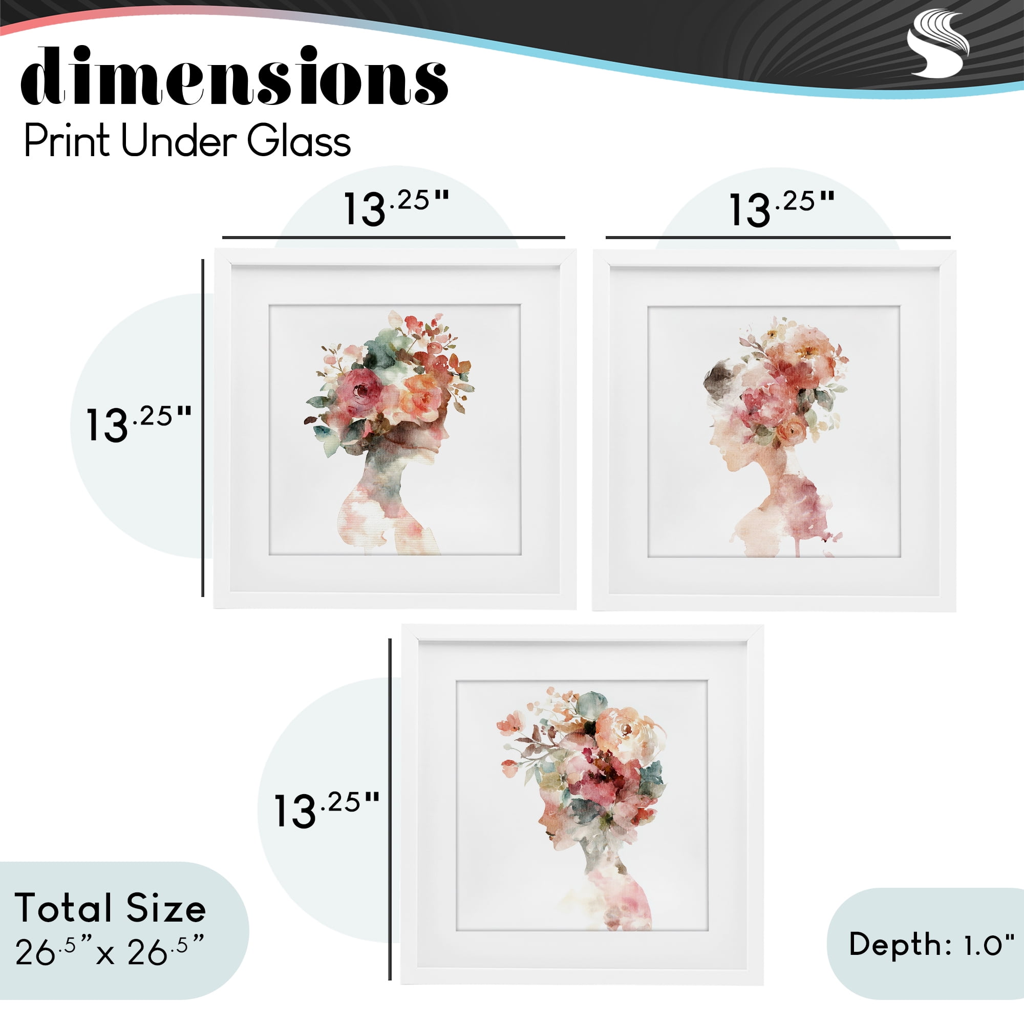 Stupell Industries Floral Dreamscape Portraits 3 Piece White Framed Print Under Glass Set, design by Svetlana Aleynikova