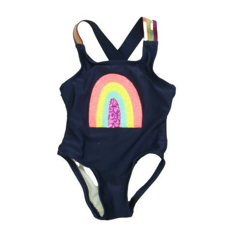 

Pre-owned Cat & Jack Girls Navy Rainbow 1-piece Swimsuit size: 12 Months