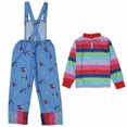 thumbnail image 4 of CHOYURME CHONYURM Kids Evil Doll Costume Red Blue Striped Jumpsuit Halloween Spooky Cosplay Suit, 4 of 7