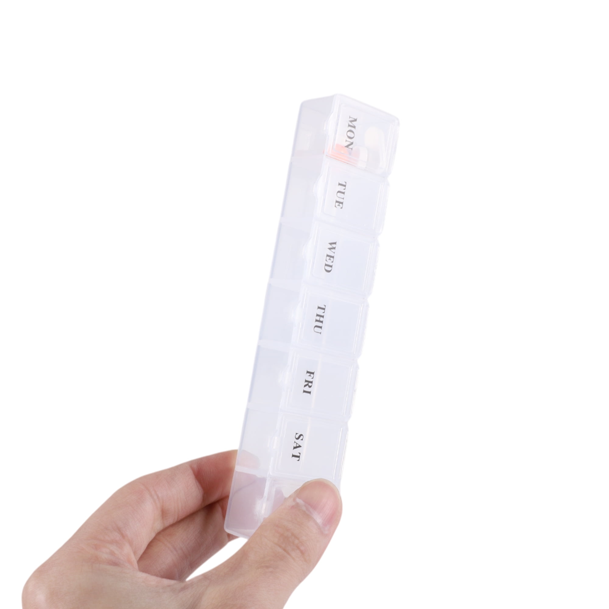 Unique Bargains Waterproof 7 Grids Single Row Hung Chain Pill Case for Travel Clear White