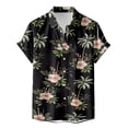 thumbnail image 6 of Summer Hawaiian Print Button Down Shirt for Women Floral Open Front Casual Blouse Short Sleeve Turn Down Collar Black L, 6 of 7
