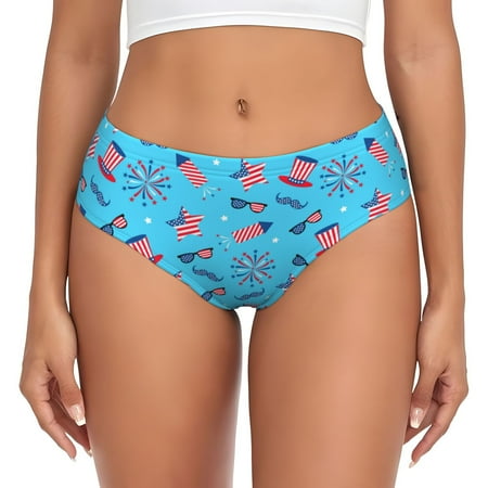 Womens Underwear - USA Flag Glasses party No Show Seamless Underwear for Women  Soft Comfort Stretch Women s Panties  Hipster Ladies Panties Bikini Underwear Briefs