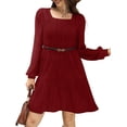 thumbnail image 4 of Sampeel Womens Square Neck Long Sleeve Fall Dresses Casual Babydoll Sweater Dress, 4 of 6