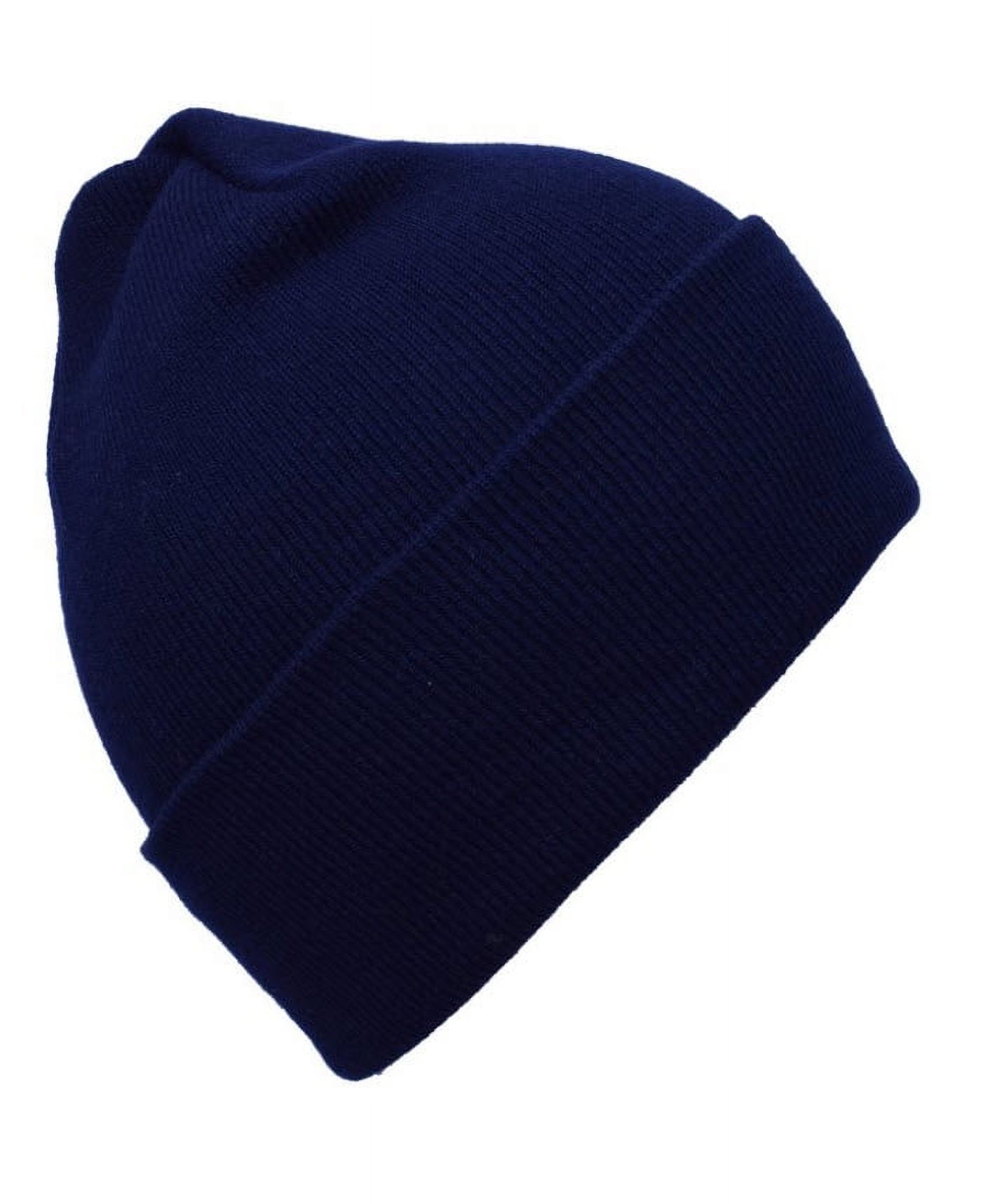 SET OF 4 BEANIE Warm Winter Beanies Hats Cap Toboggans Thermal Knit Cuff Acrylic Ski hats 12" (Navy+Black+Gray+Camo) - image 4 of 5