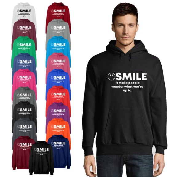 OXI Hoodie Sweatshirt - Smile It Make People, Basic Casual Hoodie for Men's and Women Fleece Hoodie Long Sleeve - Antiquee Cherry Small