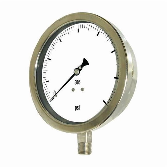 Pic Gauges Vacuum Gauge,Heavy Duty,6 In,30-0 Hg 6001-4LA