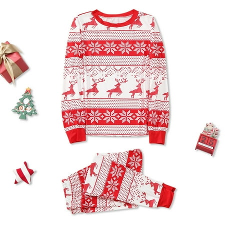 

Christmas Gifts Parent-Child Warm Christmas Set Printed Home Wear Pajamas Two-Piece Mother Set Polyester Red Xl