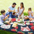 thumbnail image 4 of Cats with Strawberries Beach Blanket Outdoor Picnic Blanket 78"x 78" Waterproof Foldable for Beach Camping Travel Hiking Grass Lawn Park, 4 of 5