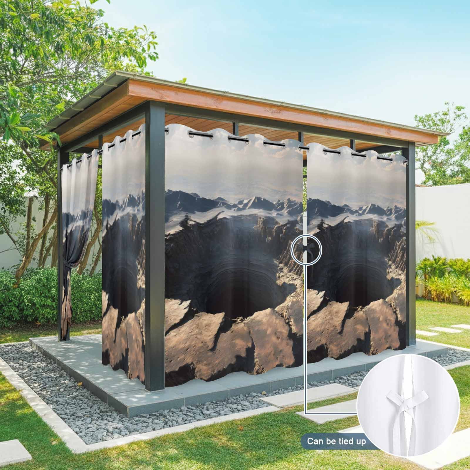 Abyss Crater Outdoor Curtains for Patio, Ground Fissure Earth Brown Crevice Texture Sunshade Privacy Drapes Grommet Waterproof Outside Curtains for Porch/Cabana/Balcony 54"x 108", 1 Panel