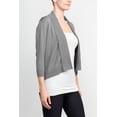 thumbnail image 4 of Esperanza Open Front 3/4 Sleeve Cropped Rayon Cardigan-GREY / XL, 4 of 19